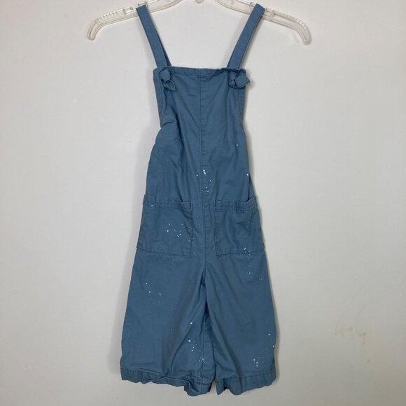 Stem Paint Splatter Overalls Jumpsuit Girls 4 Wide Leg Dusty Green Olive - Picture 1 of 9